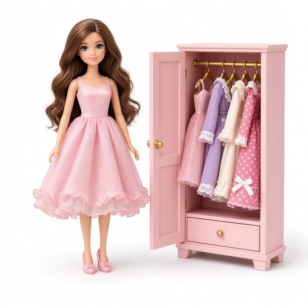 Poupée mannequin Lina et sa garde-robe