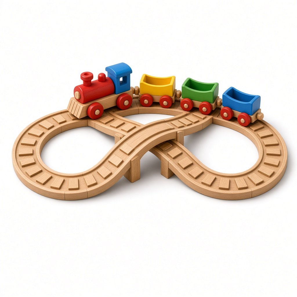 Circuit de train en bois 50 pièces